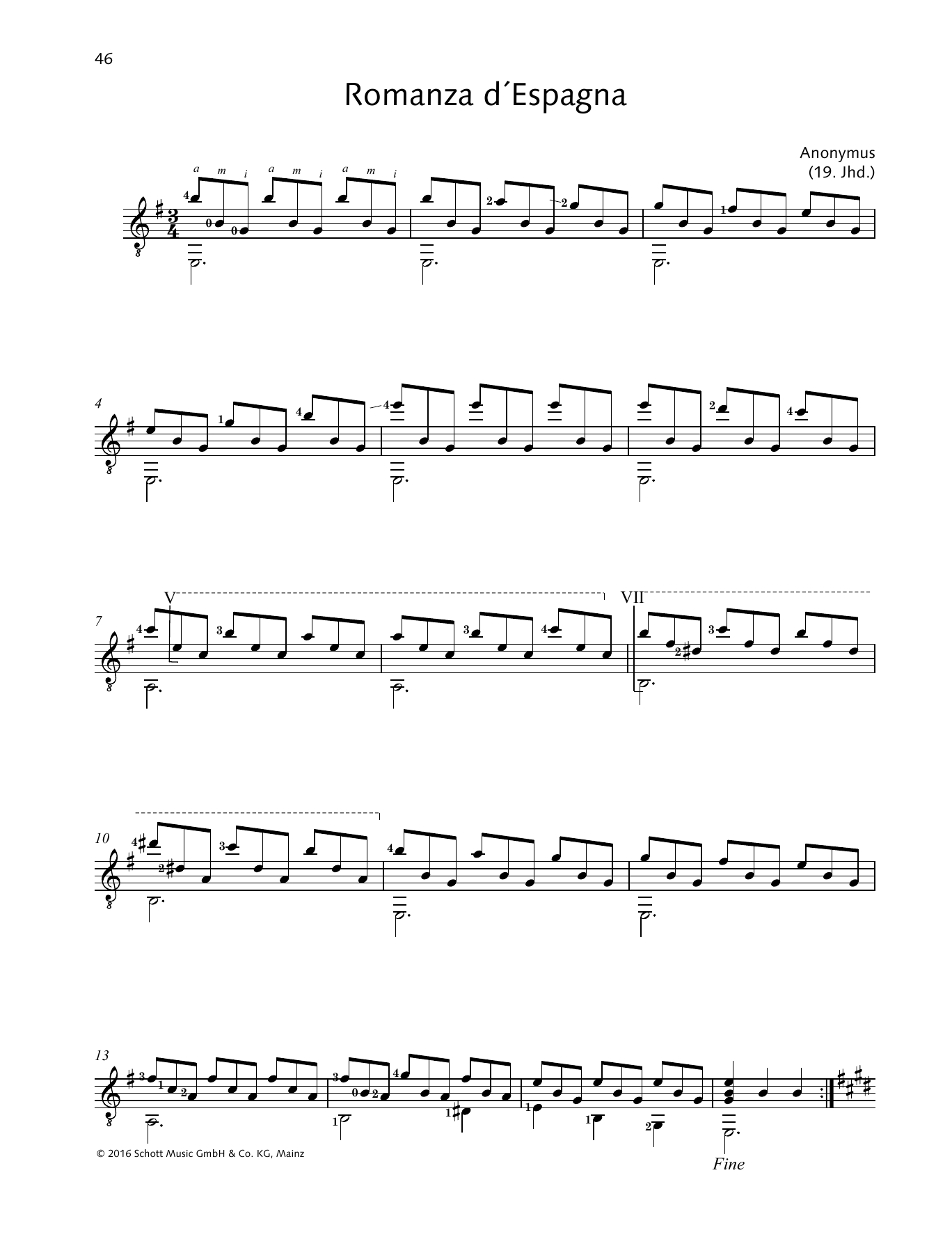 Anonymous Romanza d´Espagna Sheet Music Notes & Chords for Solo Guitar Tab - Download or Print PDF
