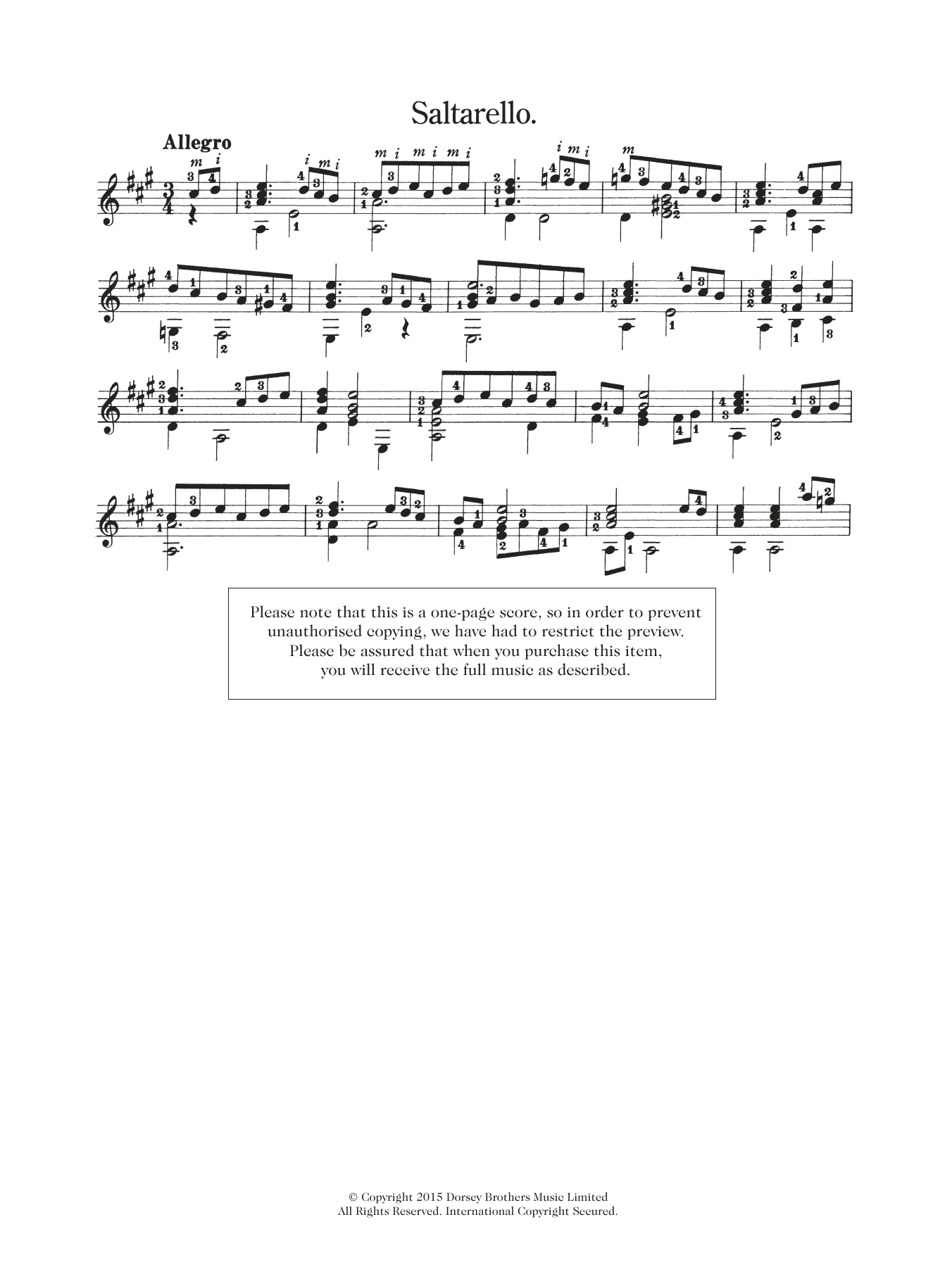 Anonymous Saltarello Sheet Music Notes & Chords for Guitar - Download or Print PDF