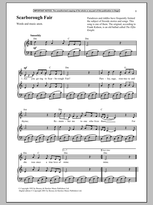 Scarborough Fair sheet music
