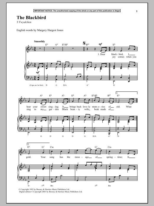 Anonymous The Blackbird Sheet Music Notes & Chords for Piano - Download or Print PDF