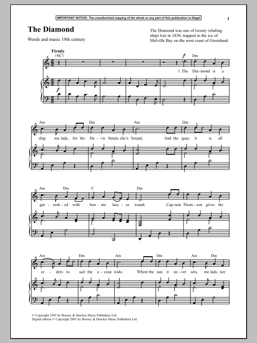 Anonymous The Diamond Sheet Music Notes & Chords for Piano - Download or Print PDF