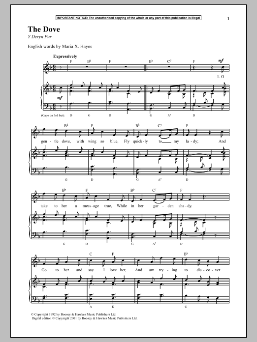 Anonymous The Dove Sheet Music Notes & Chords for Piano - Download or Print PDF