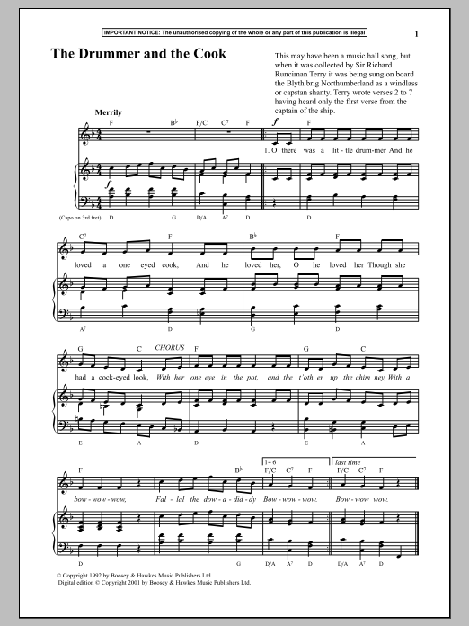 Anonymous The Drummer And The Cook Sheet Music Notes & Chords for Piano - Download or Print PDF