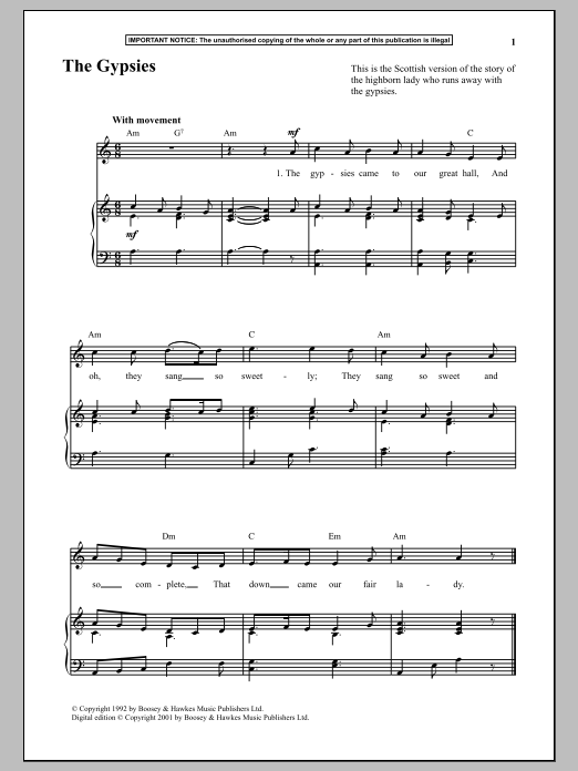 Anonymous The Gypsies Sheet Music Notes & Chords for Piano - Download or Print PDF