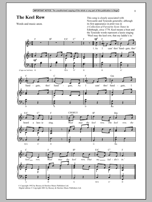 Anonymous The Keel Row Sheet Music Notes & Chords for Piano - Download or Print PDF