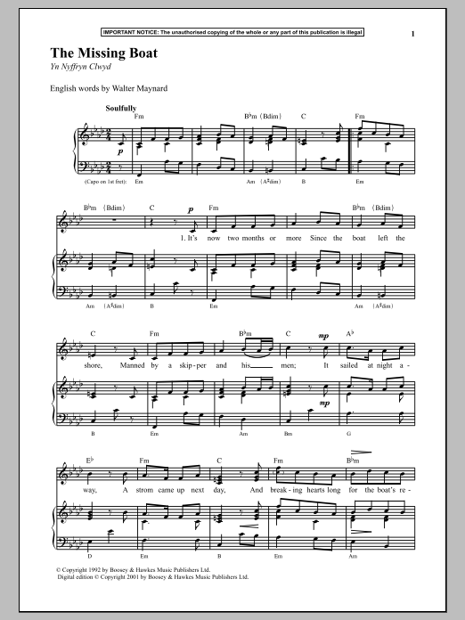 Anonymous The Missing Boat Sheet Music Notes & Chords for Piano - Download or Print PDF
