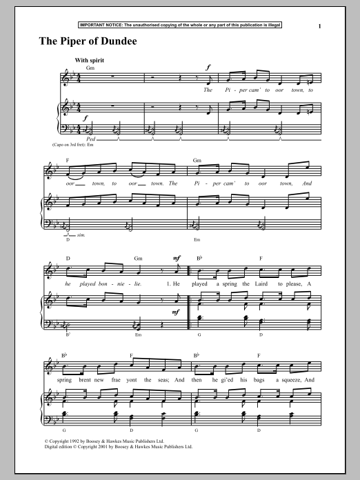 Anonymous The Piper Of Dundee Sheet Music Notes & Chords for Piano - Download or Print PDF