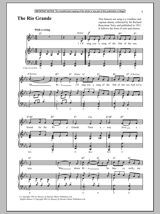 Anonymous The Rio Grande Sheet Music Notes & Chords for Piano - Download or Print PDF