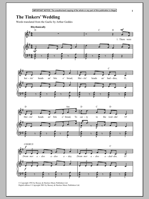 Anonymous The Tinkers Wedding Sheet Music Notes & Chords for Piano - Download or Print PDF