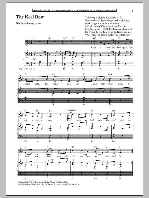 Preview Anonymous The Keel Row Unclassified sheet music, notes and chords for Piano, SKU: 89588 The Keel Row sheet music