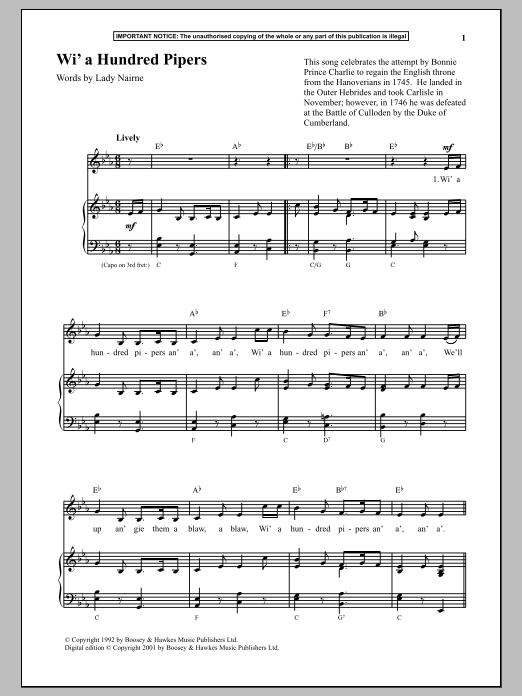 Anonymous Wi A Hundred Pipers Sheet Music Notes & Chords for Piano - Download or Print PDF