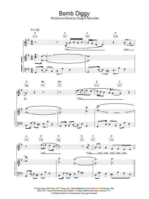 Preview Another Level Bomb Diggy Pop sheet music, notes and chords for Piano, Vocal & Guitar, SKU: 13907 Bomb Diggy sheet music