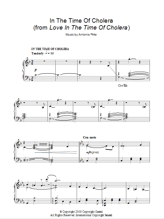 Anotonio Pinto In The Time Of Cholera Sheet Music Notes & Chords for Piano - Download or Print PDF