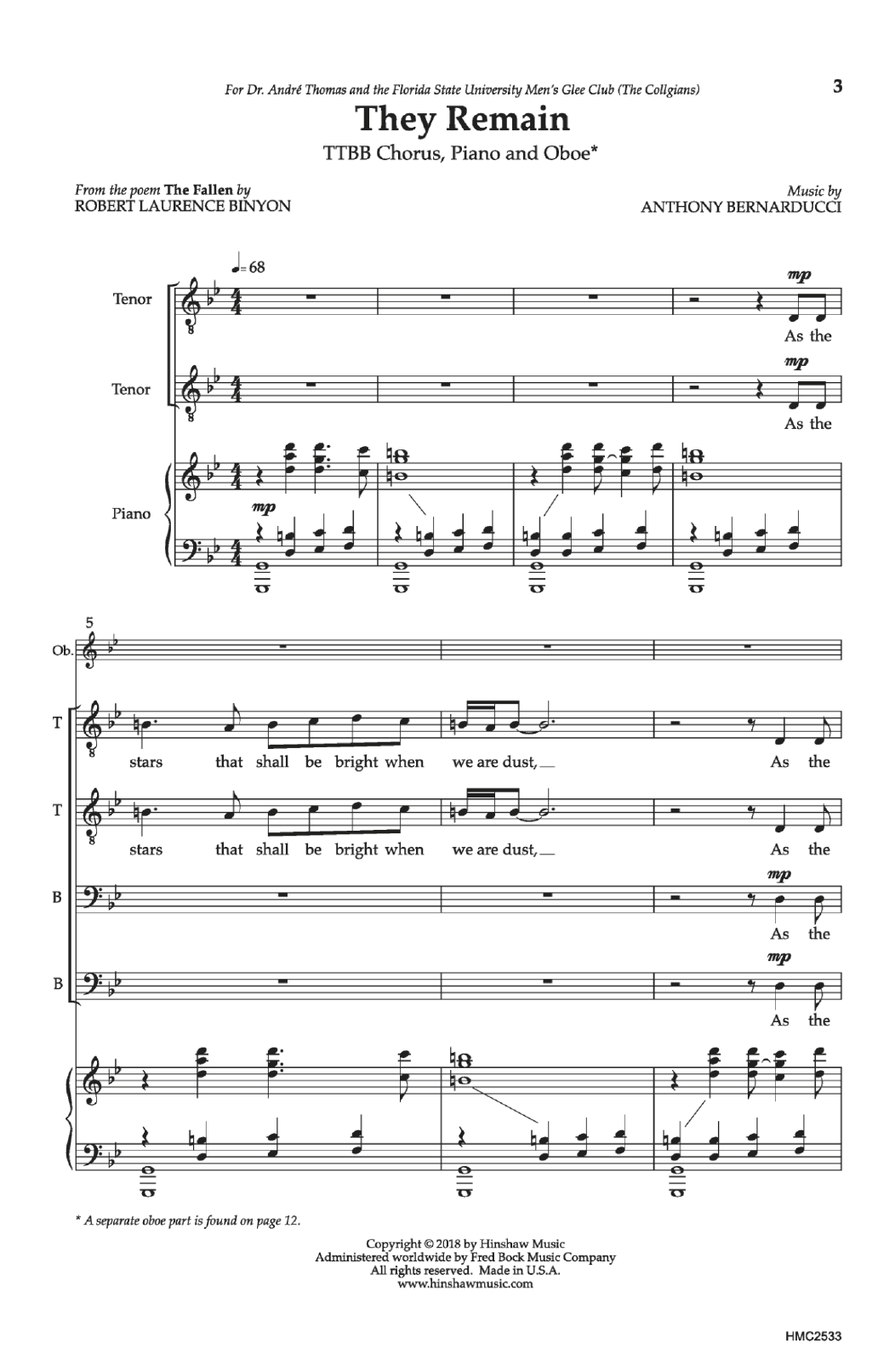 Anthony Bernaducci They Remain Sheet Music Notes & Chords for Choral - Download or Print PDF