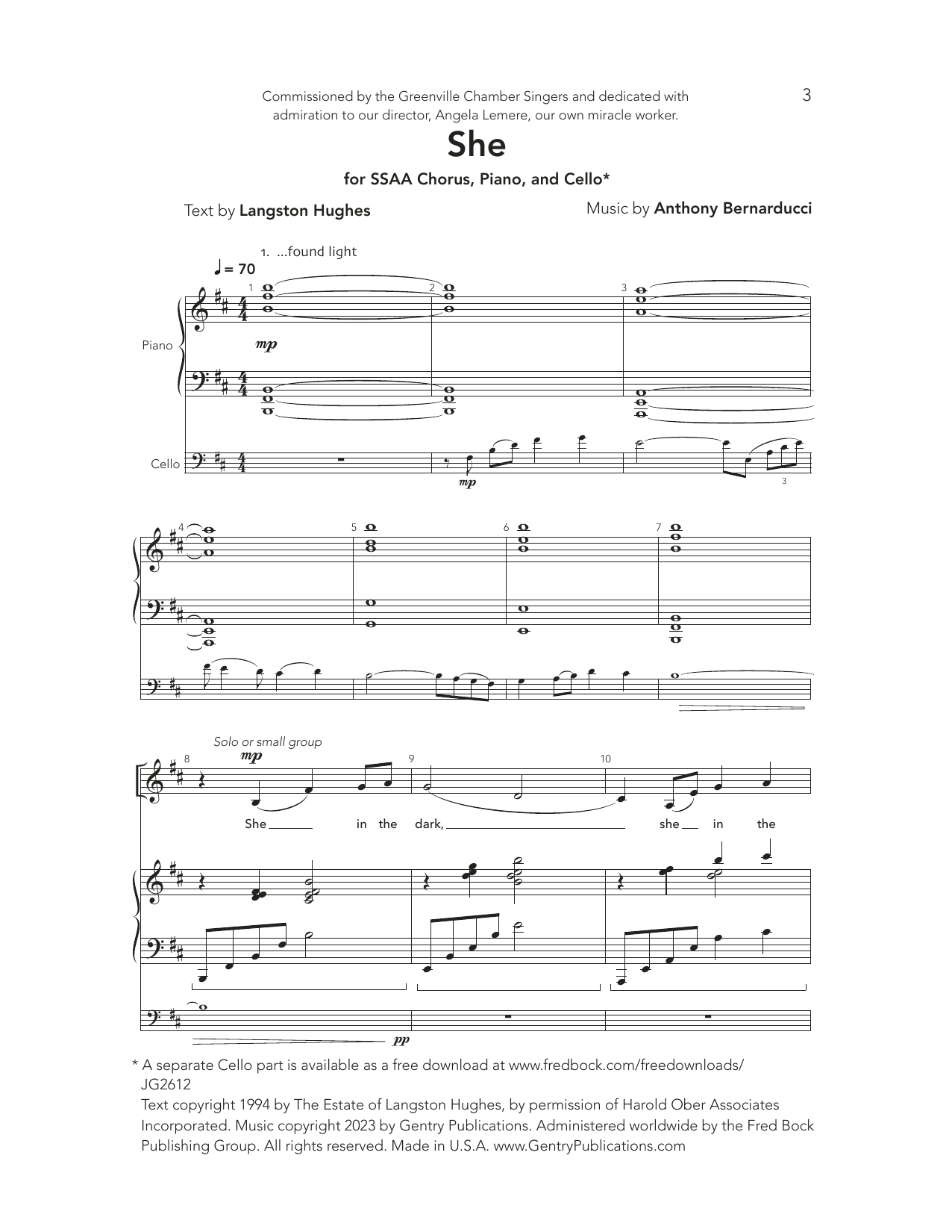 Anthony Bernarducci She Sheet Music Notes & Chords for SATB Choir - Download or Print PDF