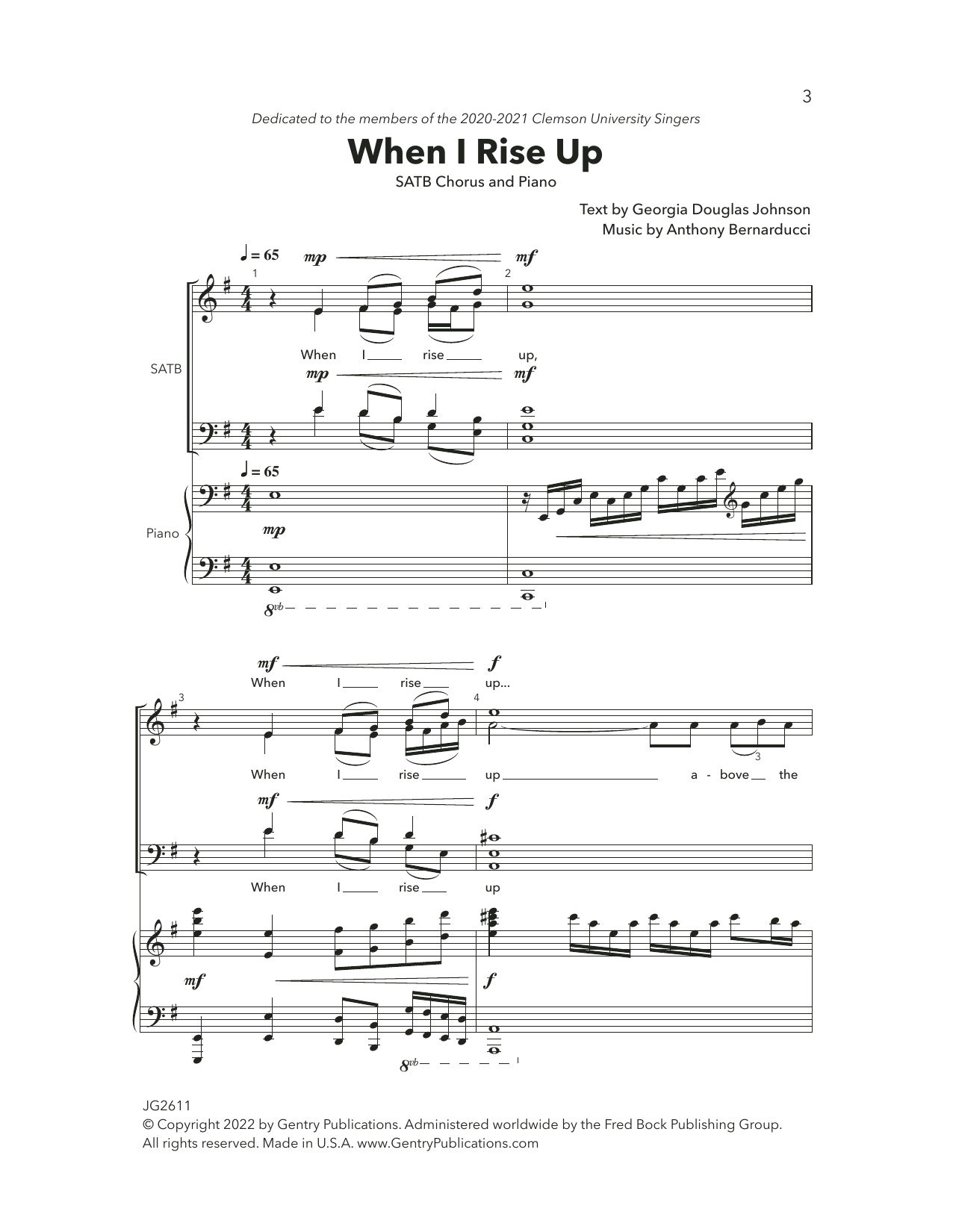 Anthony Bernarducci When I Rise Up Sheet Music Notes & Chords for SATB Choir - Download or Print PDF