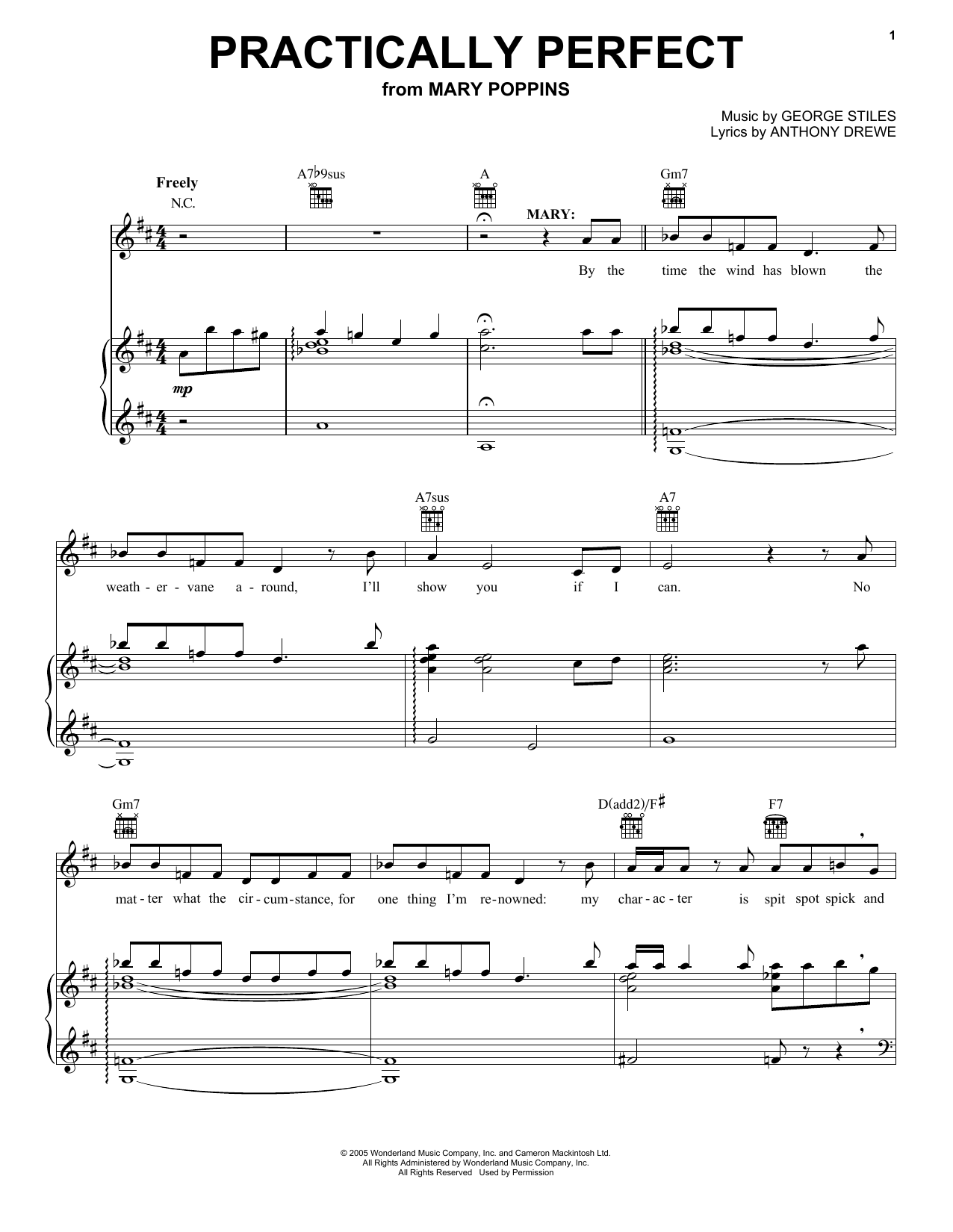 Anthony Drewe Practically Perfect Sheet Music Notes & Chords for Piano, Vocal & Guitar (Right-Hand Melody) - Download or Print PDF