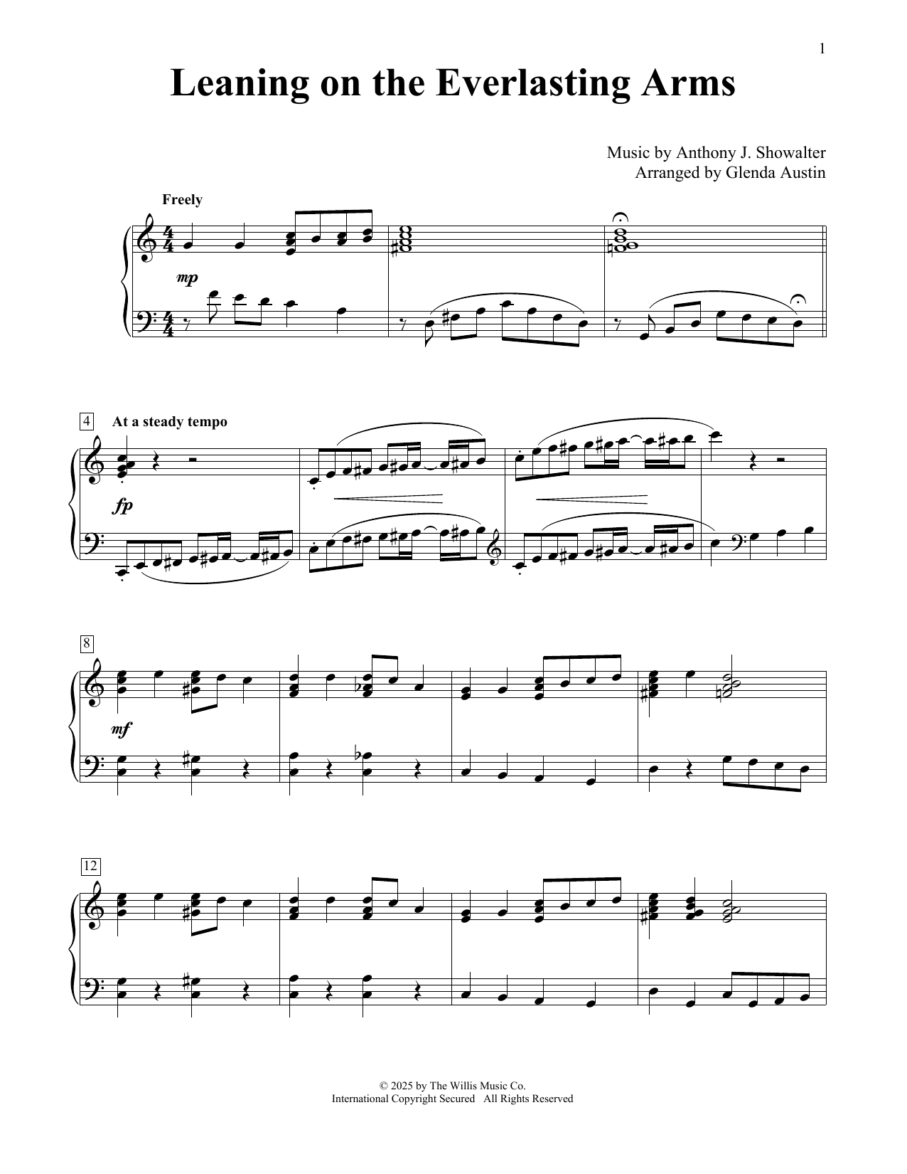 Anthony J. Showalter Leaning On The Everlasting Arms (arr. Glenda Austin) Sheet Music Notes & Chords for Educational Piano - Download or Print PDF