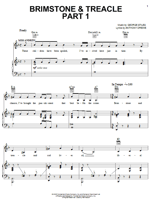 Brimstone & Treacle Part 1 sheet music