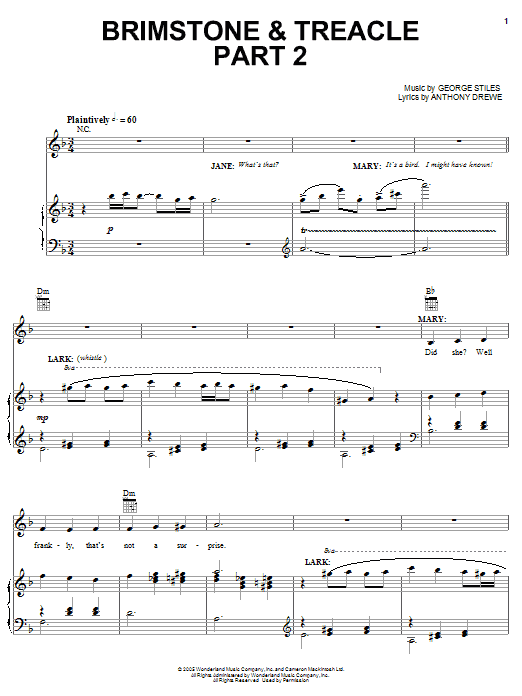 Brimstone & Treacle Part 2 sheet music