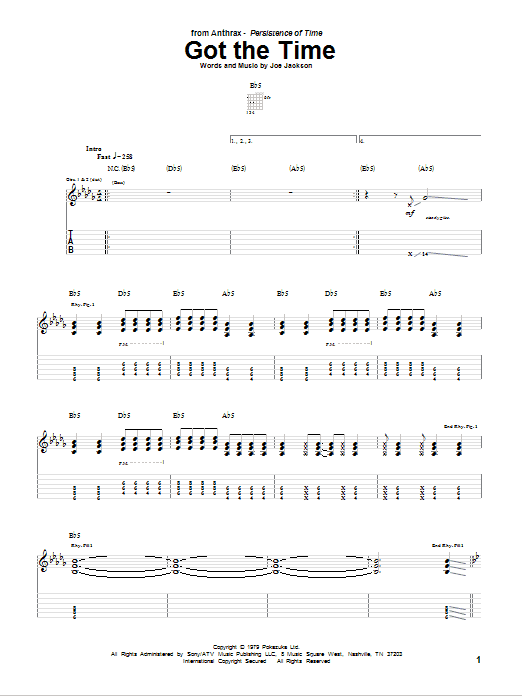 Anthrax Got The Time Sheet Music Notes & Chords for Guitar Tab - Download or Print PDF Anthrax Got The Time Sheet Music Notes & Chords for Guitar Tab - Download or Print PDF