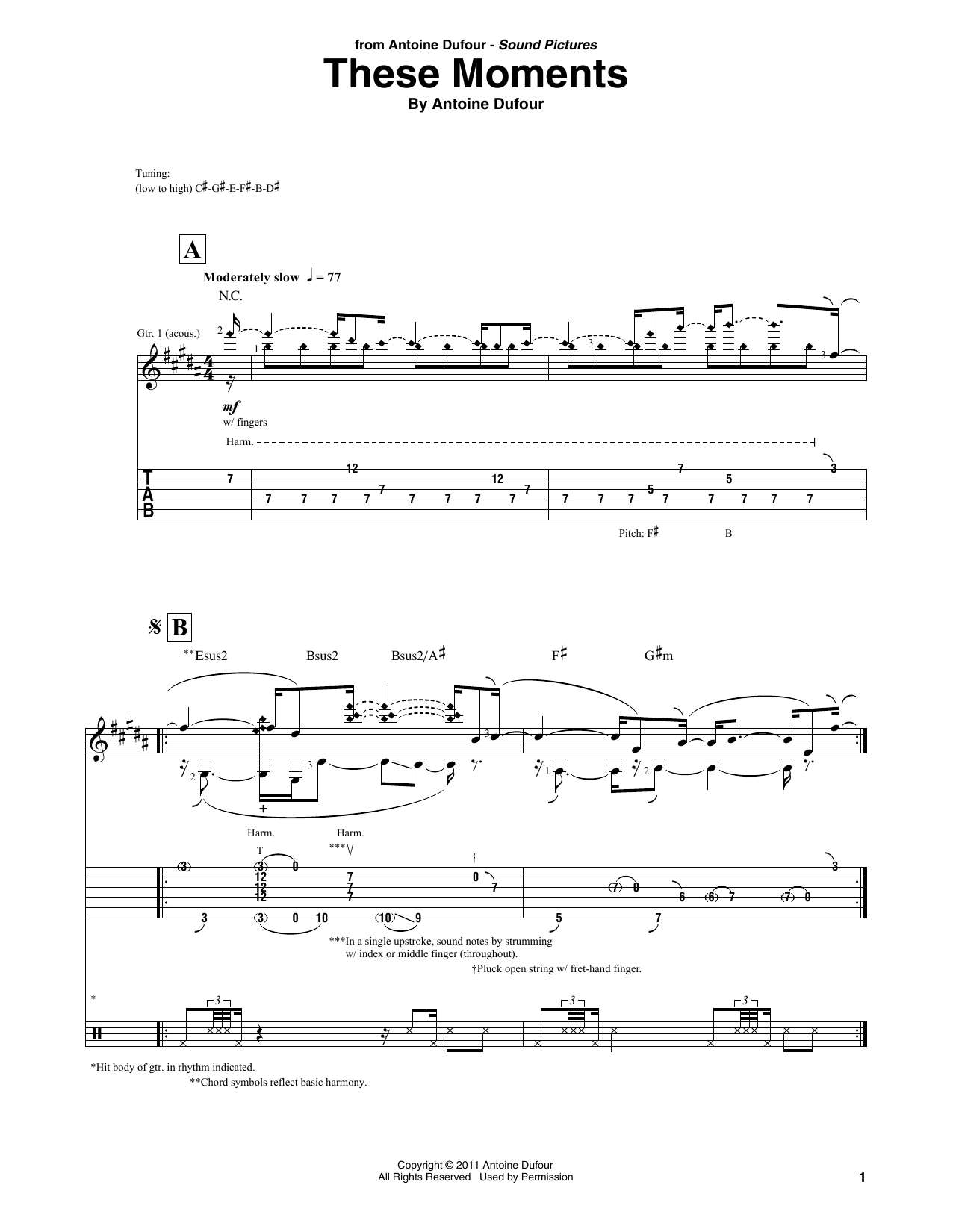Antoine Dufour These Moments Sheet Music Notes & Chords for Solo Guitar Tab - Download or Print PDF