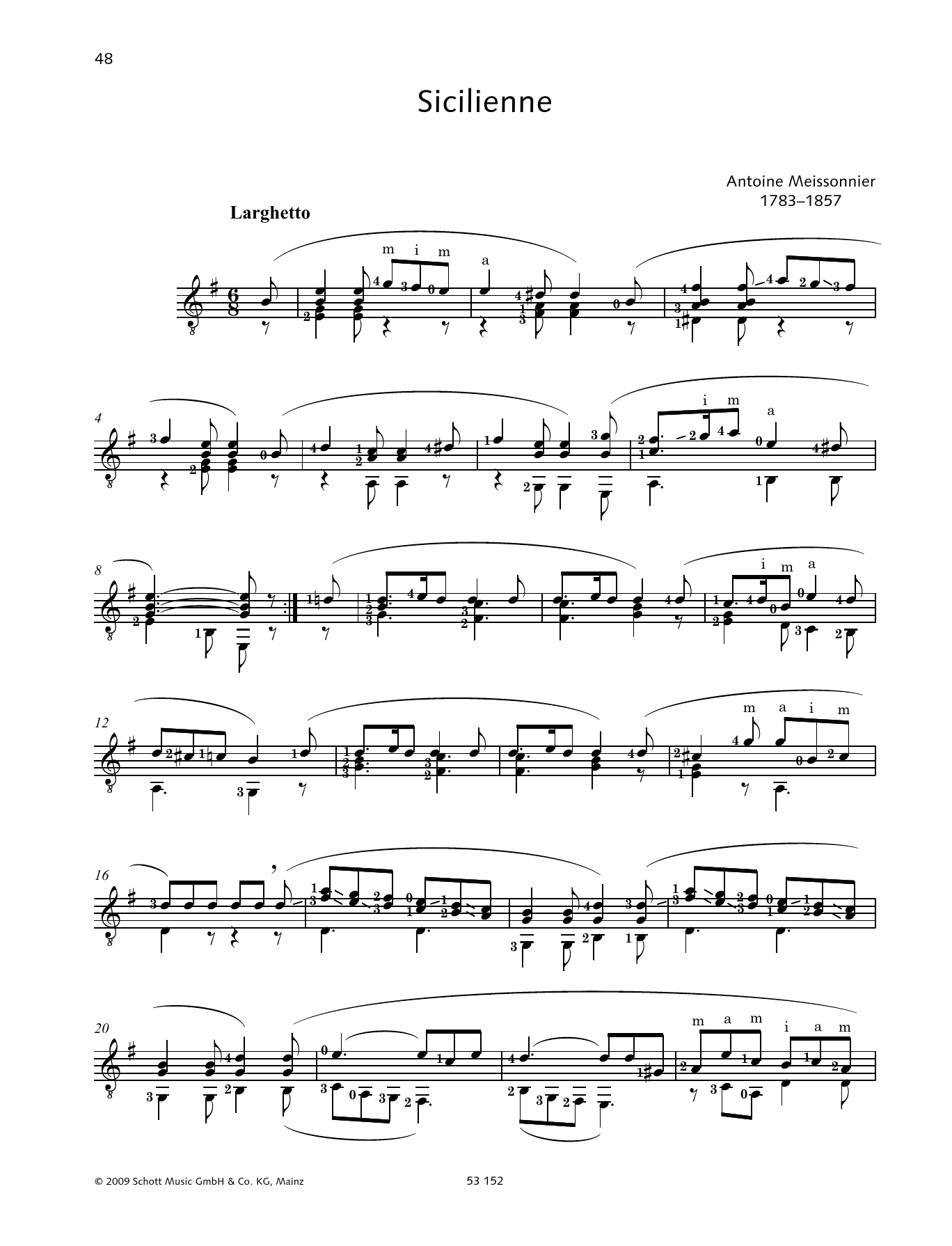 Antoine Meissonnier Sicilienne Sheet Music Notes & Chords for Solo Guitar - Download or Print PDF