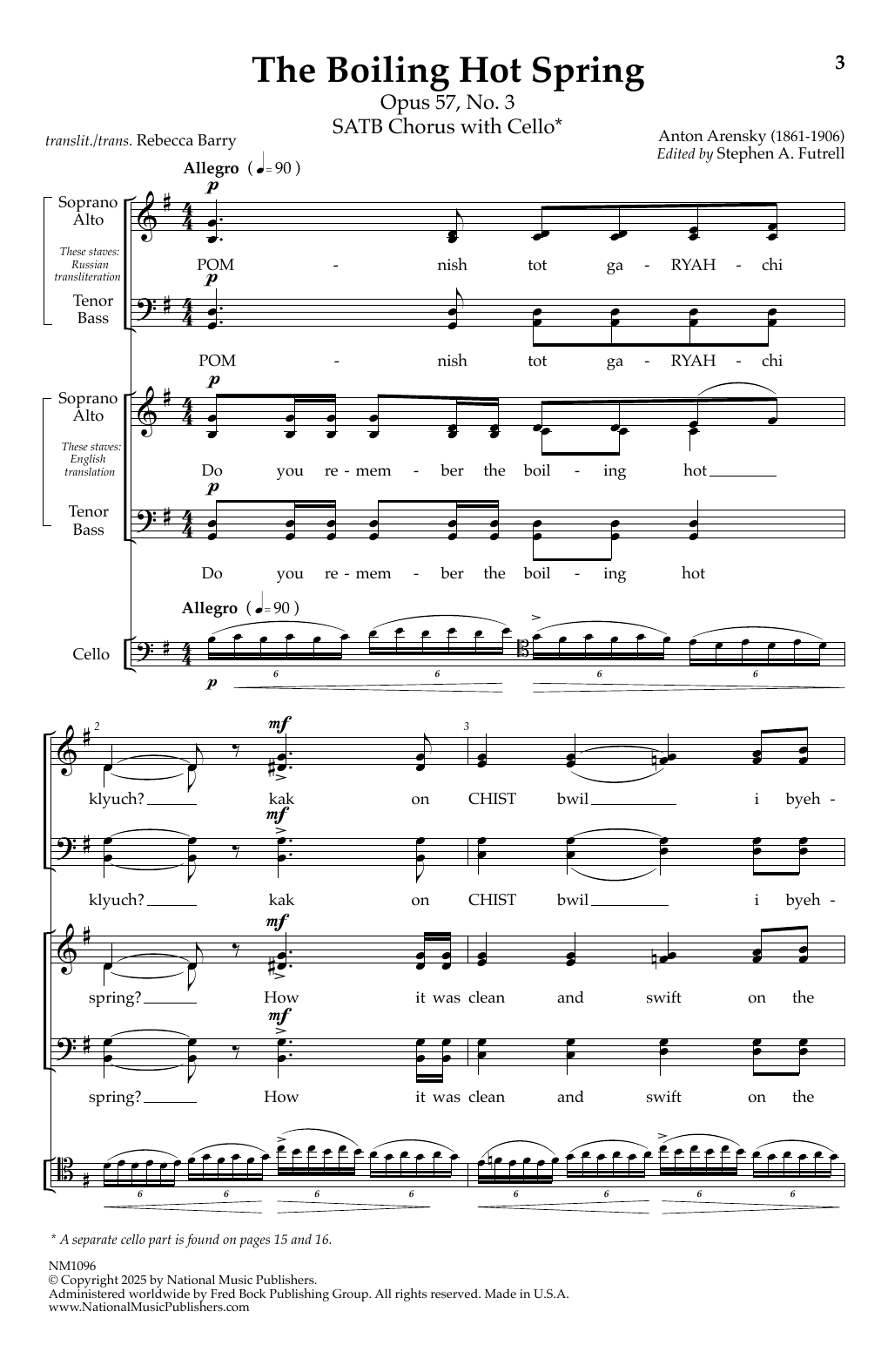 Anton Arensky The Boiling Hot Spring Sheet Music Notes & Chords for SATB Choir - Download or Print PDF