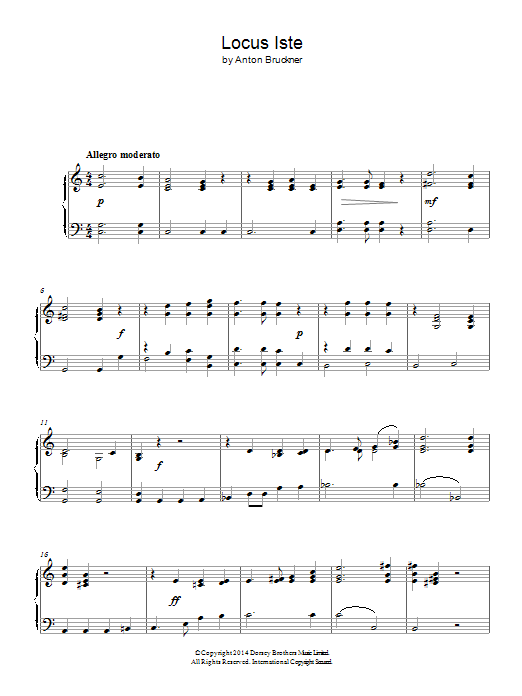 Anton Bruckner Locus Iste Sheet Music Notes & Chords for Piano - Download or Print PDF