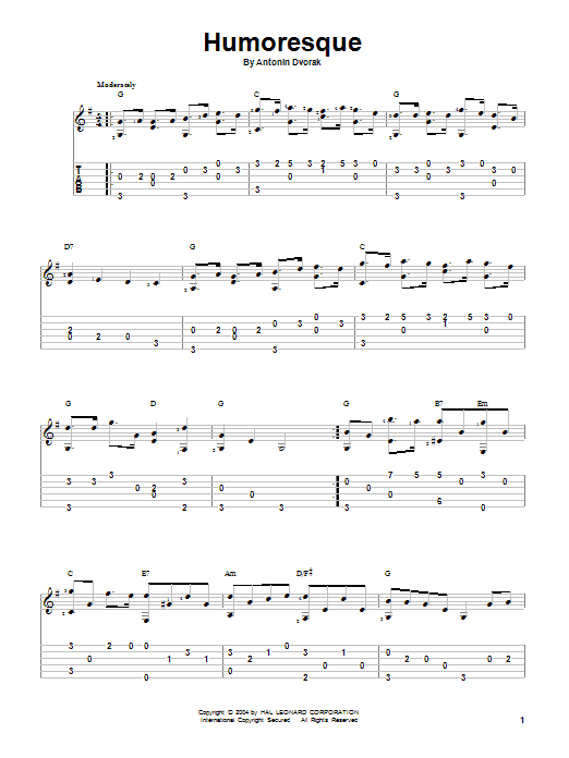 Anton Dvorák Humoresque Sheet Music Notes & Chords for Easy Piano - Download or Print PDF