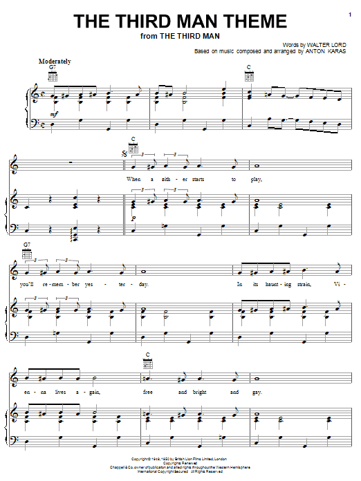 Anton Karas The Third Man Theme Sheet Music Notes & Chords for Lead Sheet / Fake Book - Download or Print PDF