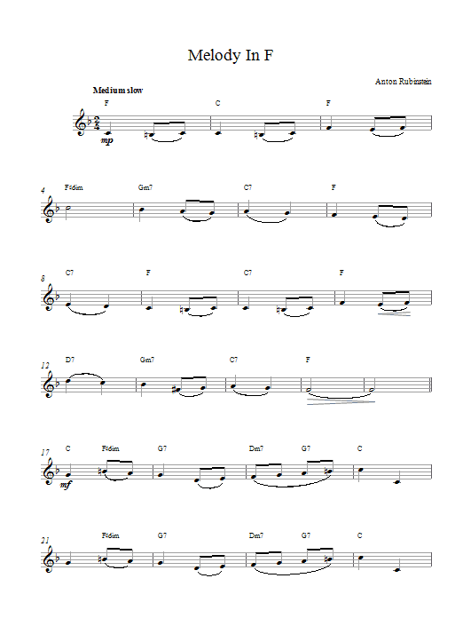 Anton Rubinstein Melody In F Sheet Music Notes & Chords for Flute - Download or Print PDF