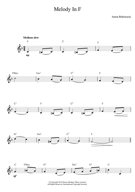 Melody In F sheet music