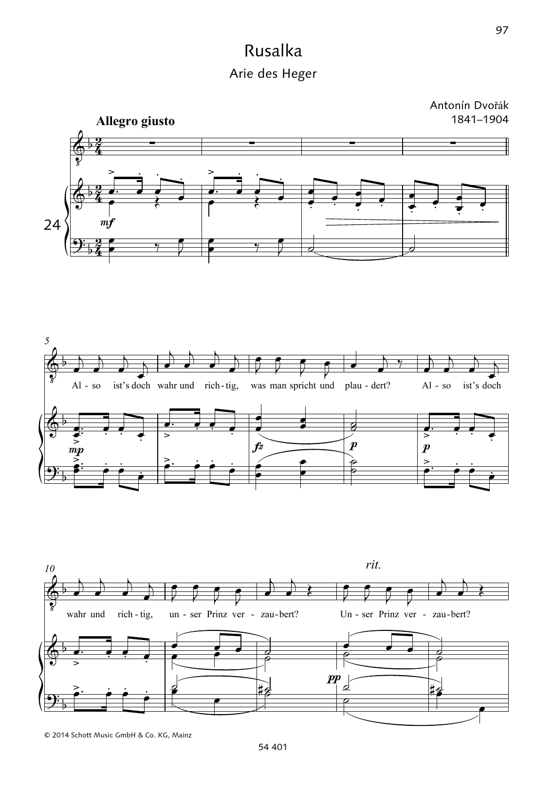 Antonín Dvorák Also ist's doch wahr und richtig Sheet Music Notes & Chords for Piano & Vocal - Download or Print PDF