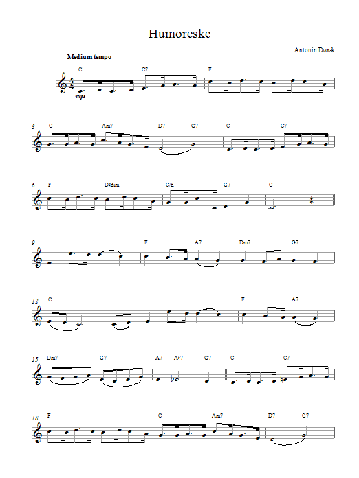 Antonin Dvorak Humoreske Sheet Music Notes & Chords for Melody Line & Chords - Download or Print PDF