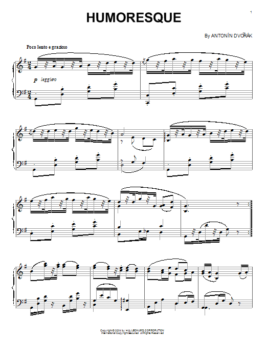 Antonin Dvorak Humoresque Sheet Music Notes & Chords for Piano Duet - Download or Print PDF