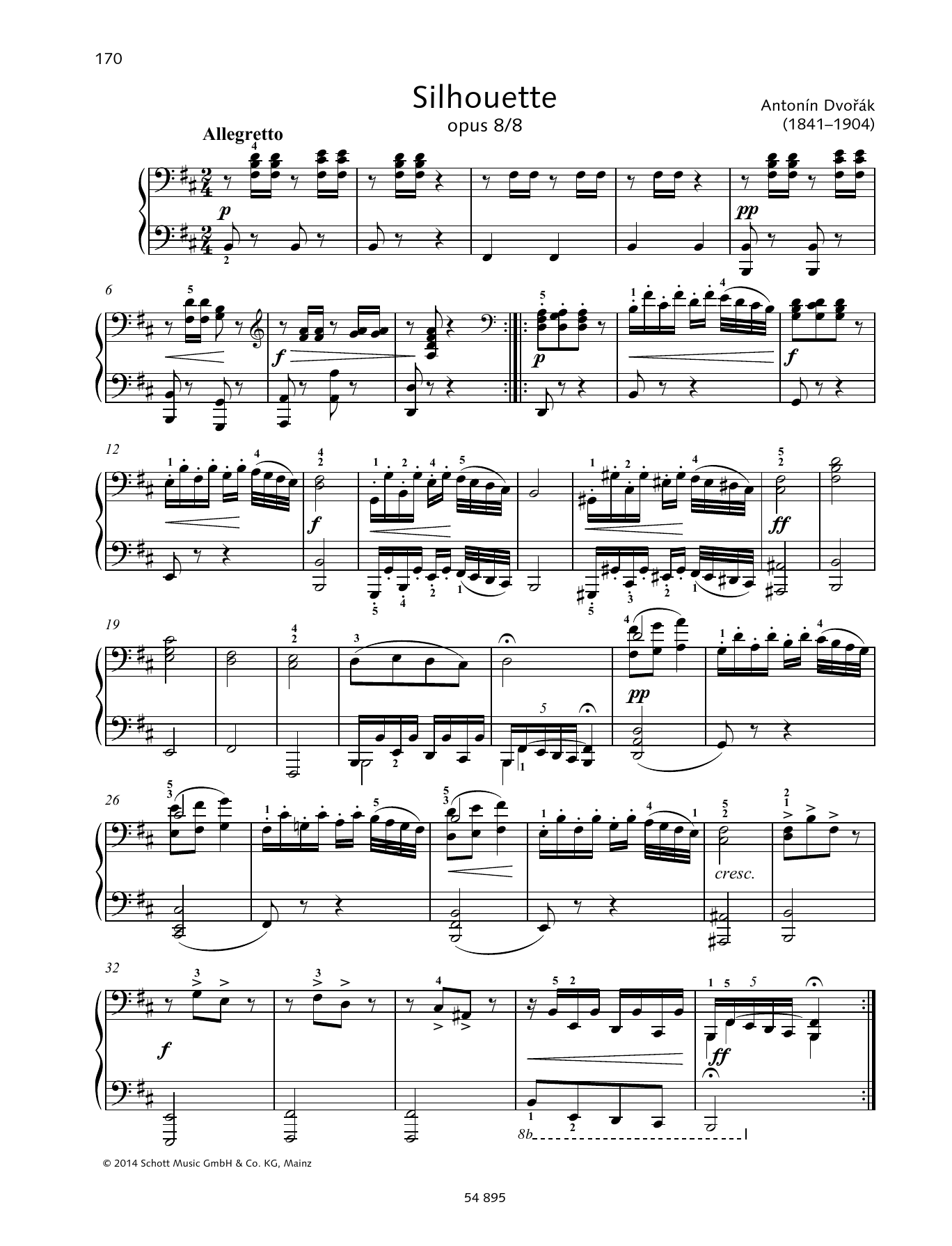 Antonín Dvorák Silhouette Sheet Music Notes & Chords for Piano Duet - Download or Print PDF