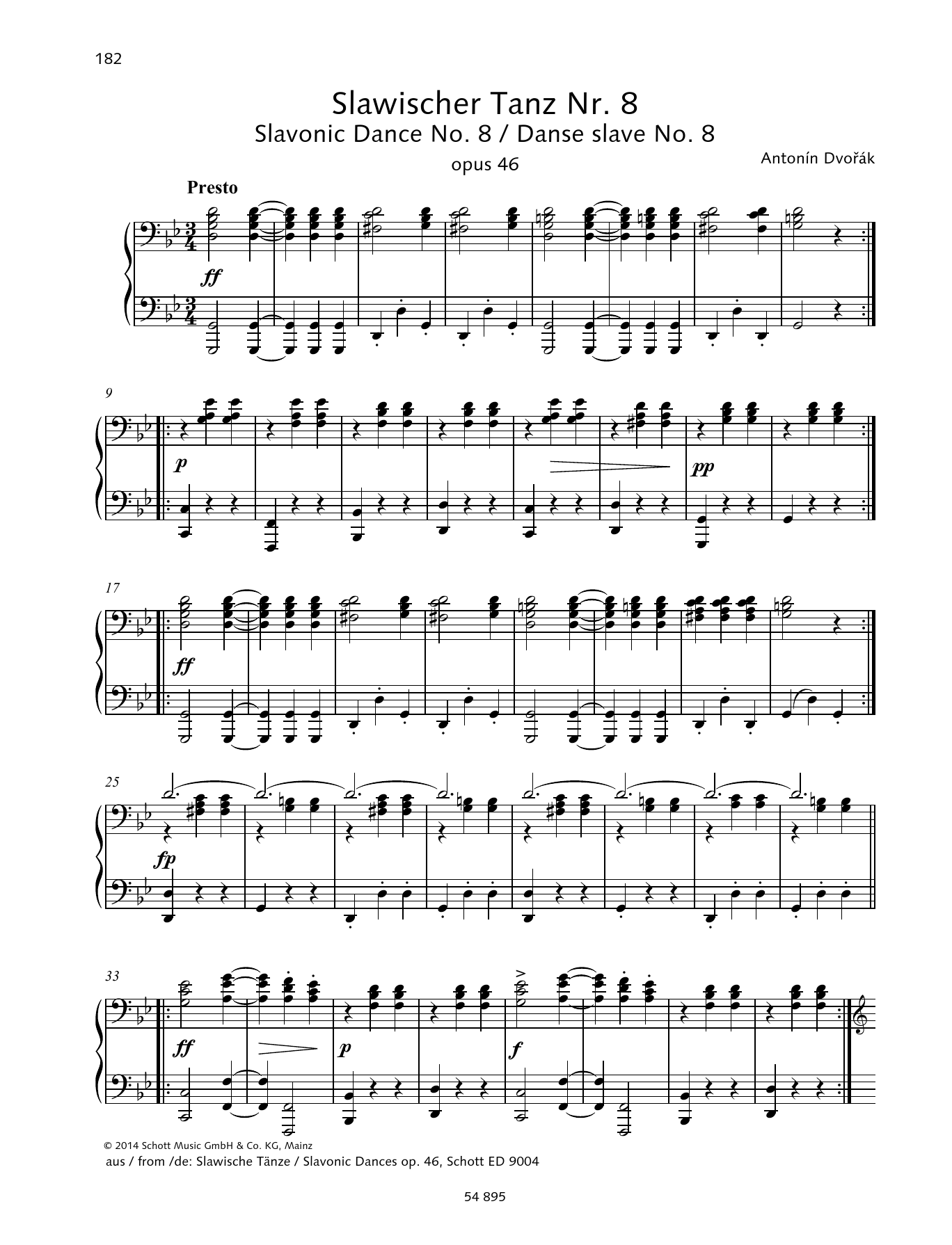 Antonín Dvorák Slavonic Dance Sheet Music Notes & Chords for Piano Duet - Download or Print PDF