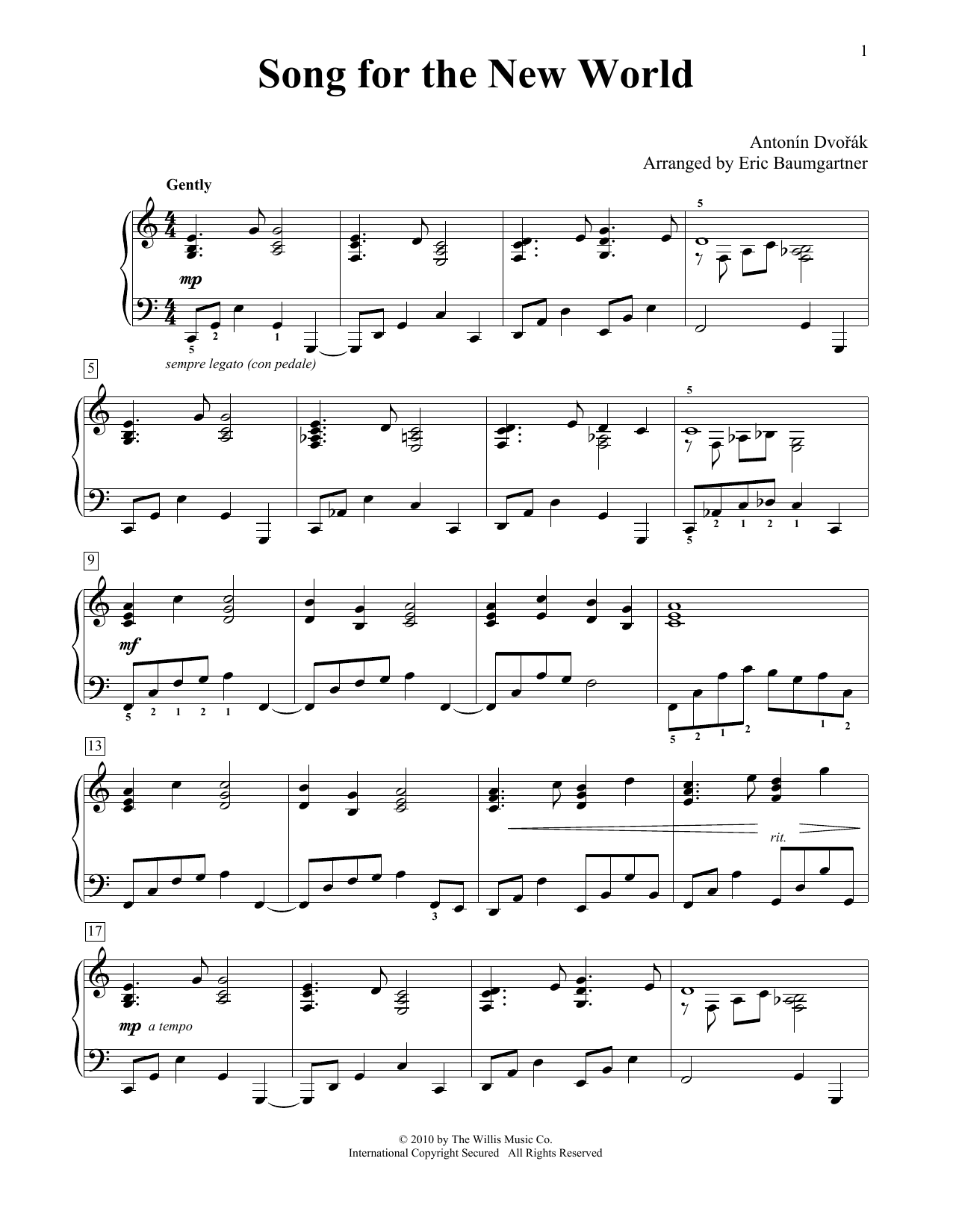 Antonin Dvorak Song For The New World Sheet Music Notes & Chords for Educational Piano - Download or Print PDF