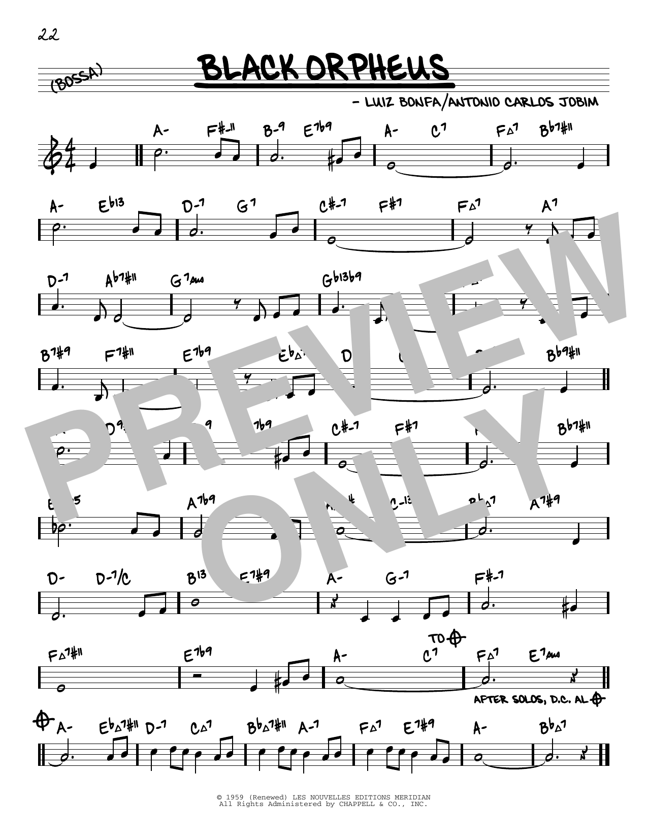 Antonio Carlos Jobim Black Orpheus (arr. David Hazeltine) Sheet Music Notes & Chords for Real Book – Enhanced Chords - Download or Print PDF