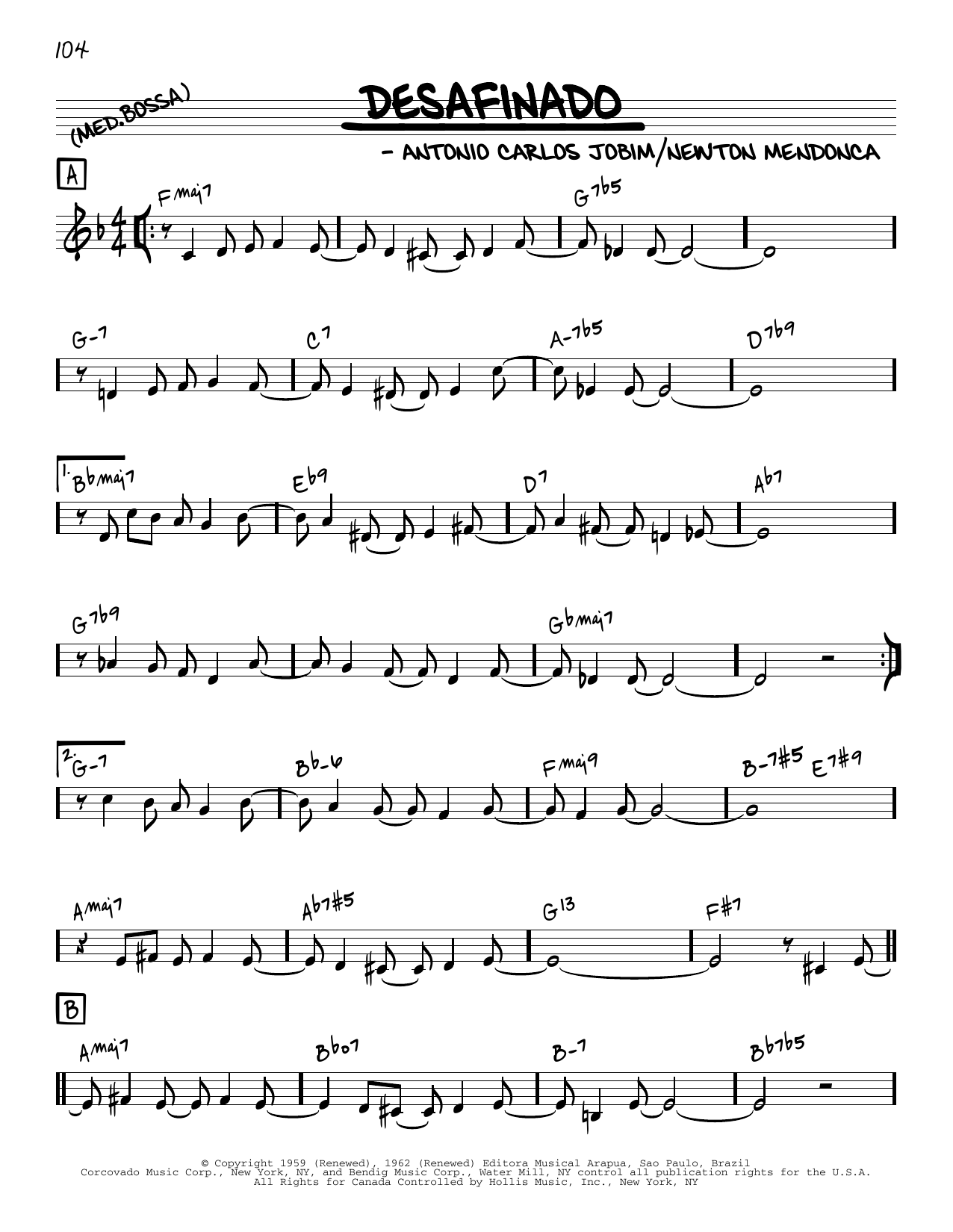 Antonio Carlos Jobim Desafinado [Reharmonized version] (arr. Jack Grassel) Sheet Music Notes & Chords for Real Book – Melody & Chords - Download or Print PDF