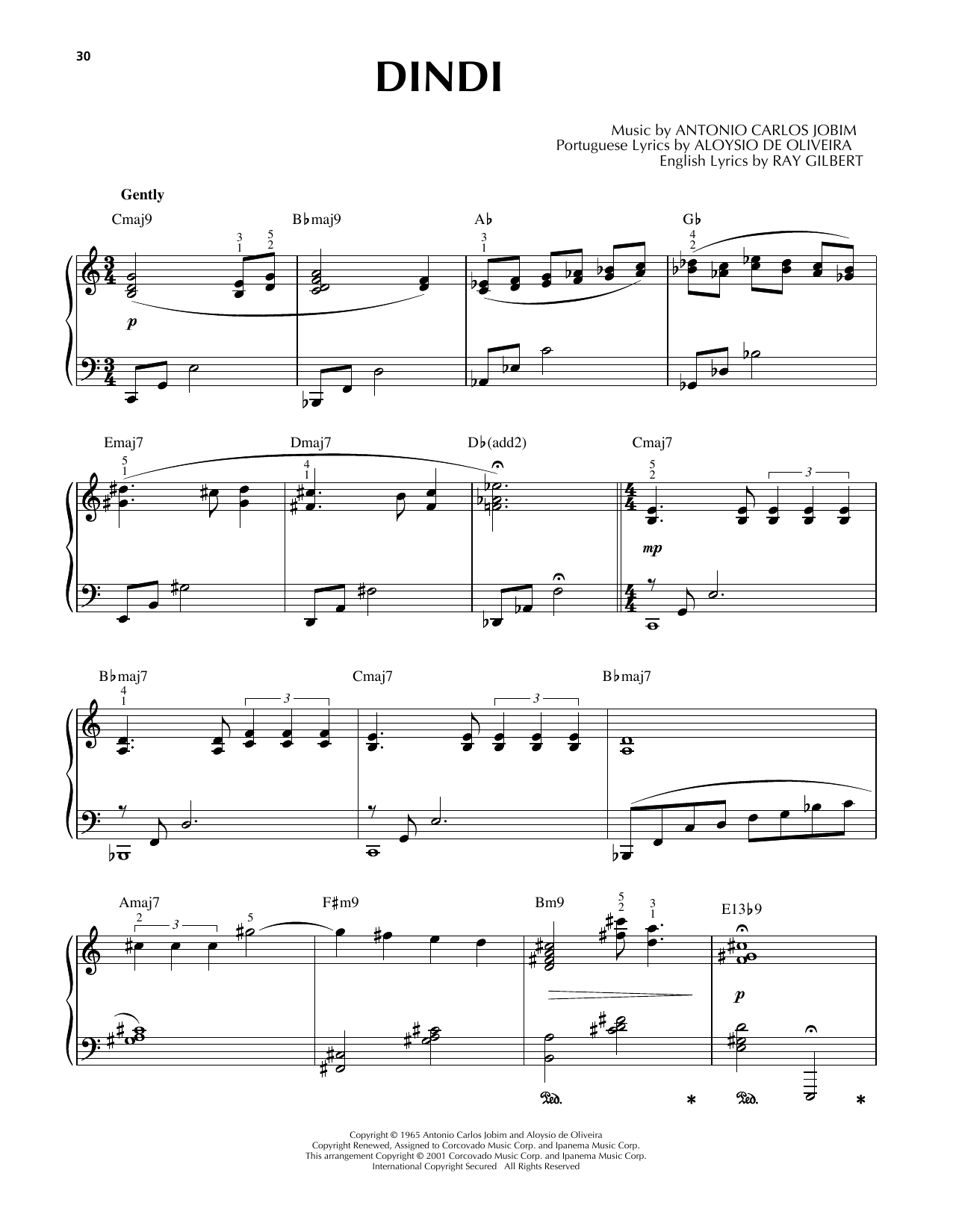 Antonio Carlos Jobim Dindi [Jazz version] (arr. Brent Edstrom) Sheet Music Notes & Chords for Piano Solo - Download or Print PDF
