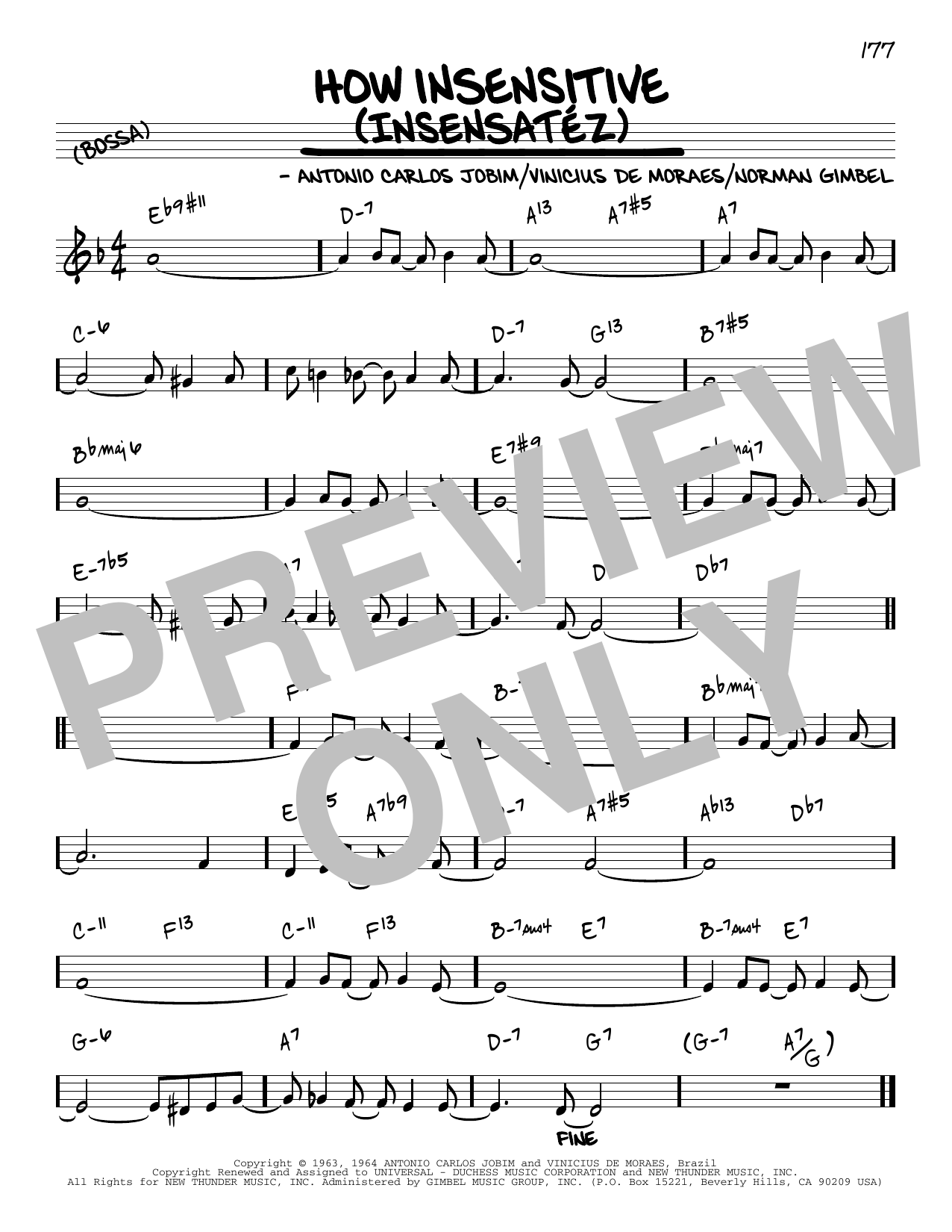 Antonio Carlos Jobim How Insensitive (Insensatez) [Reharmonized version] (arr. Jack Grassel) Sheet Music Notes & Chords for Real Book – Melody & Chords - Download or Print PDF
