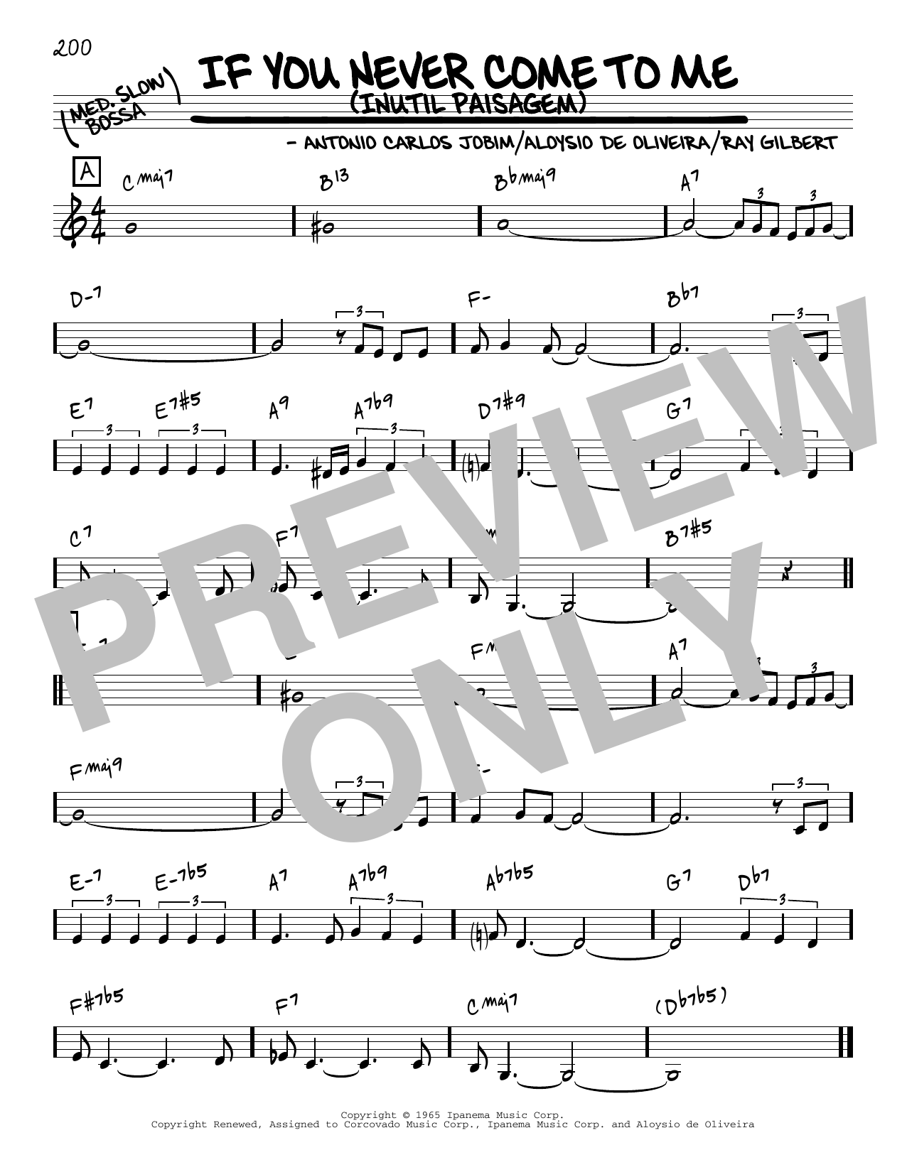 Antonio Carlos Jobim If You Never Come To Me (Inutil Paisagem) [Reharmonized version] (arr. Jack Grassel) Sheet Music Notes & Chords for Real Book – Melody & Chords - Download or Print PDF
