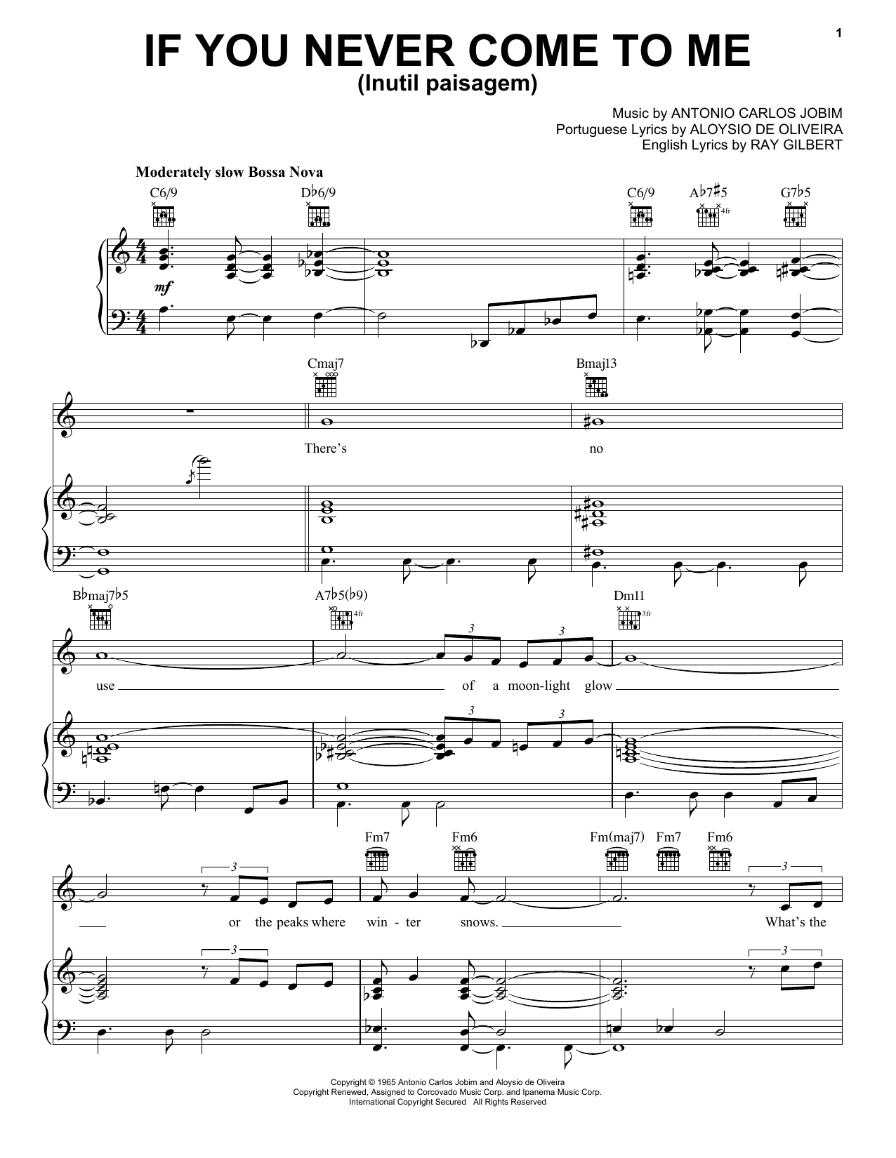 Antonio Carlos Jobim If You Never Come To Me (Inutil Paisagem) Sheet Music Notes & Chords for Real Book - Melody & Chords - Bb Instruments - Download or Print PDF
