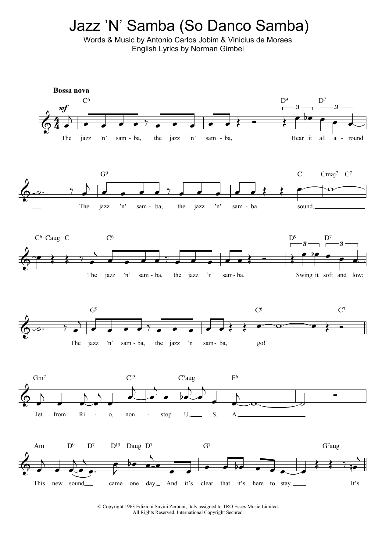 Antonio Carlos Jobim Jazz 'N' Samba Sheet Music Notes & Chords for Easy Guitar Tab - Download or Print PDF