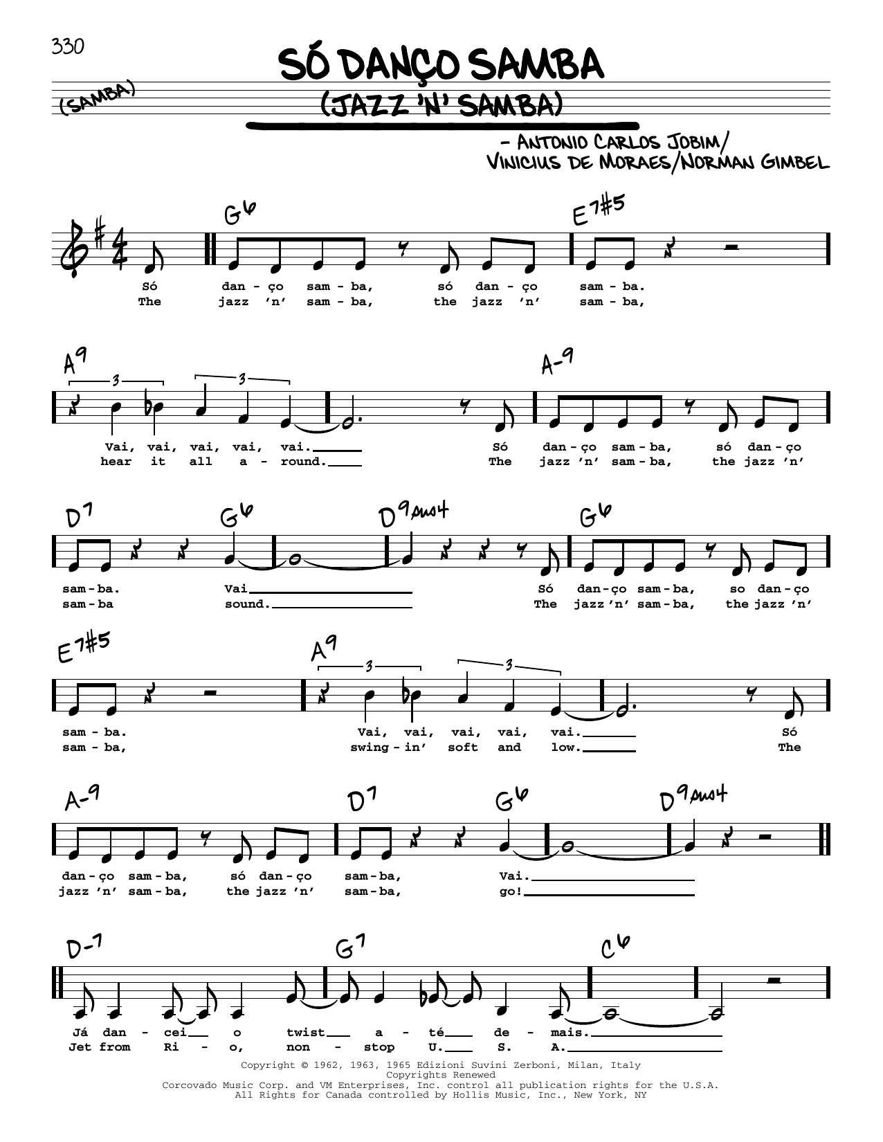 Antonio Carlos Jobim Jazz 'N' Samba (So Danco Samba) (Low Voice) Sheet Music Notes & Chords for Real Book – Melody, Lyrics & Chords - Download or Print PDF