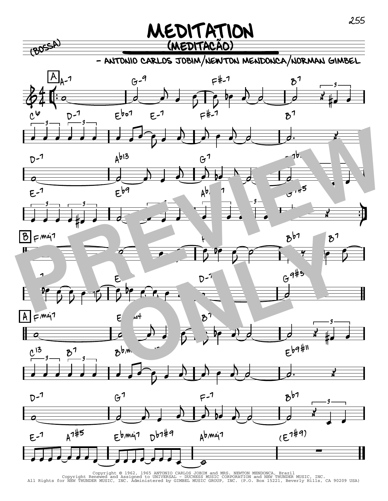 Antonio Carlos Jobim Meditation (Meditacao) [Reharmonized version] (arr. Jack Grassel) Sheet Music Notes & Chords for Real Book – Melody & Chords - Download or Print PDF