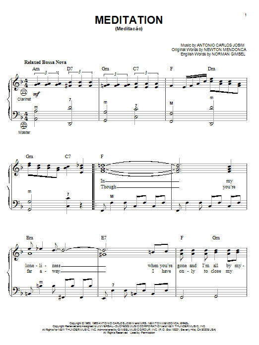 Antonio Carlos Jobim Meditation (Meditacao) Sheet Music Notes & Chords for Easy Guitar Tab - Download or Print PDF