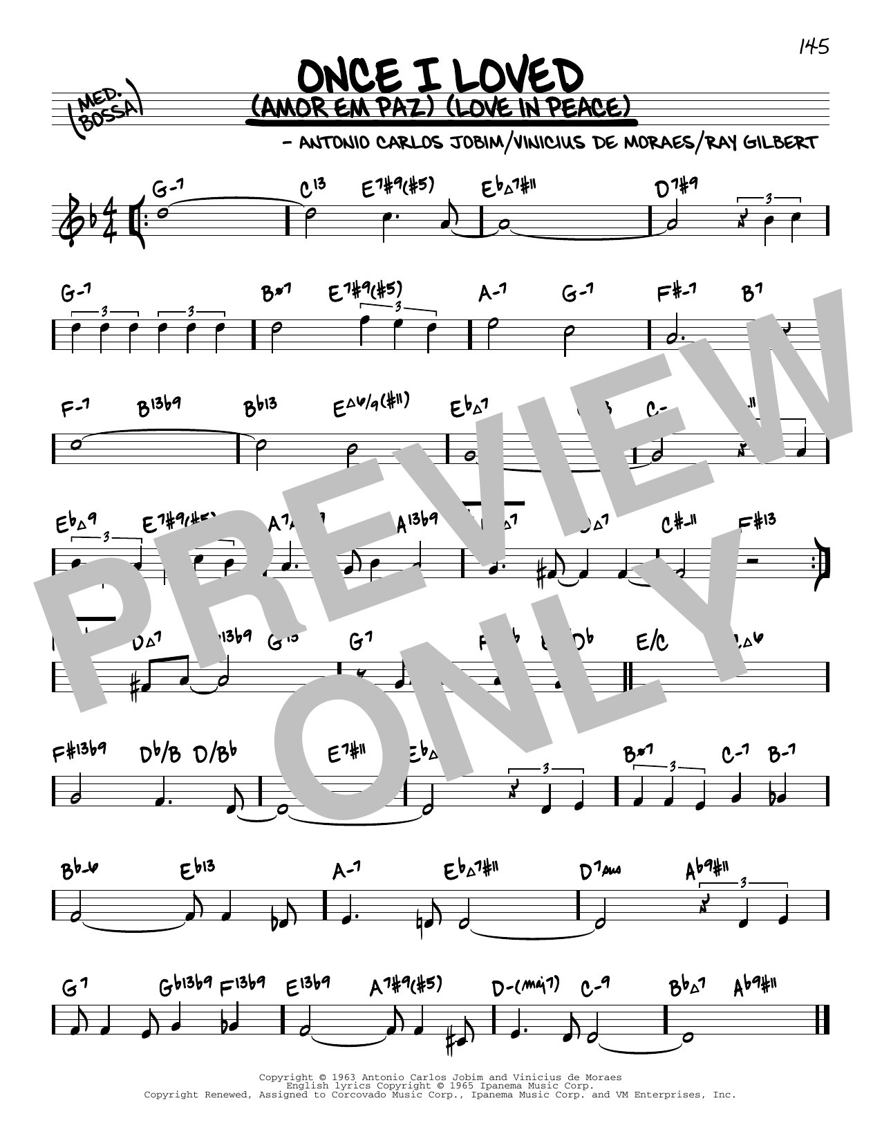 Antonio Carlos Jobim Once I Loved (Amor Em Paz) (Love In Peace) (arr. David Hazeltine) Sheet Music Notes & Chords for Real Book – Enhanced Chords - Download or Print PDF
